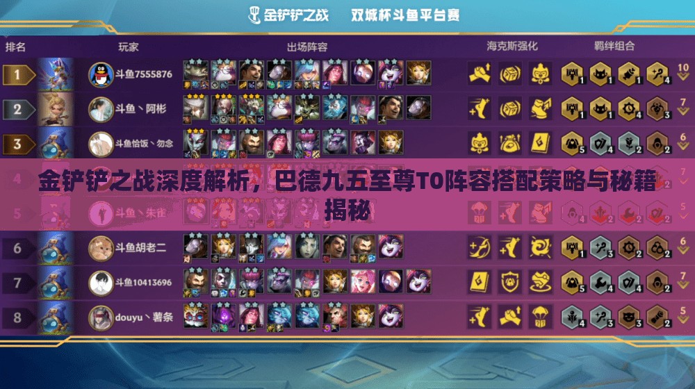 金鏟鏟之戰(zhàn)深度解析，巴德九五至尊T0陣容搭配策略與秘籍揭秘