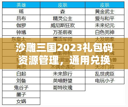 沙雕三國2023禮包碼資源管理，通用兌換碼合集的重要性及高效利用策略解析