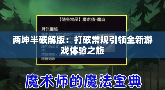 兩坤半破解版：打破常規(guī)引領全新游戲體驗之旅