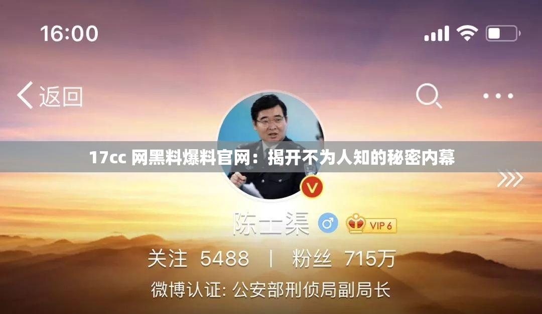 17cc 網(wǎng)黑料爆料官網(wǎng)：揭開(kāi)不為人知的秘密內(nèi)幕
