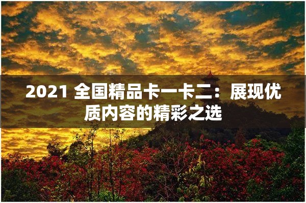 2021 全國精品卡一卡二：展現(xiàn)優(yōu)質(zhì)內(nèi)容的精彩之選