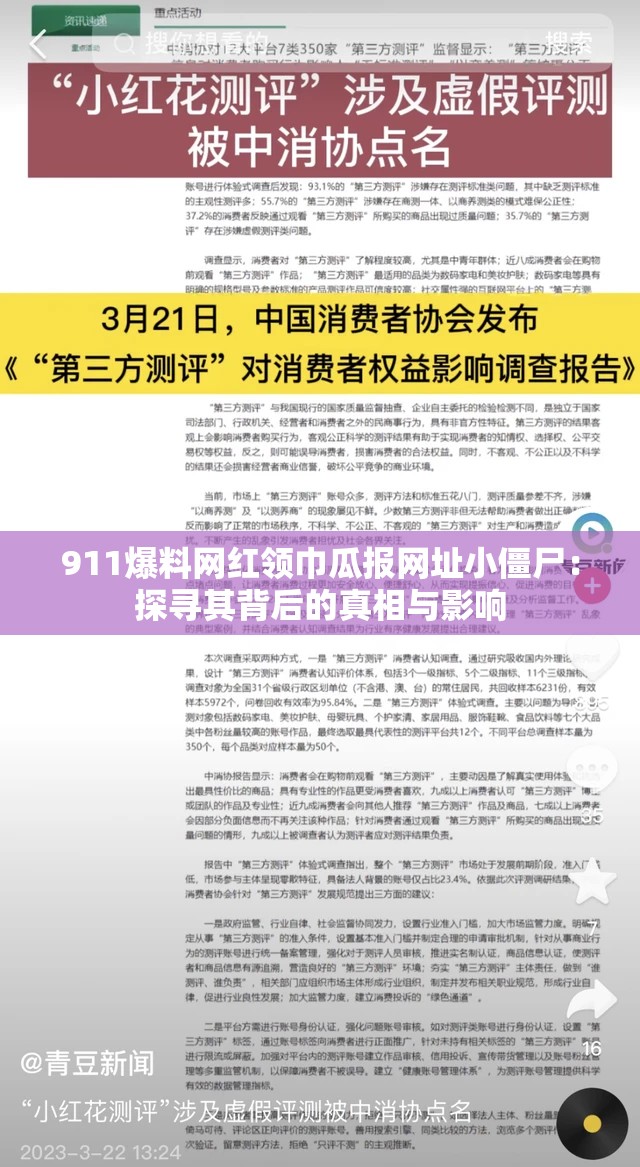 911爆料網(wǎng)紅領(lǐng)巾瓜報(bào)網(wǎng)址小僵尸：探尋其背后的真相與影響