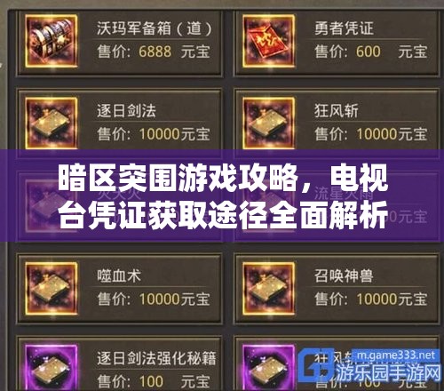 暗區(qū)突圍游戲攻略，電視臺(tái)憑證獲取途徑全面解析與分享