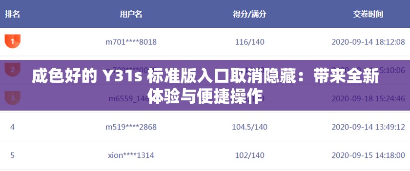 成色好的 Y31s 標(biāo)準(zhǔn)版入口取消隱藏：帶來(lái)全新體驗(yàn)與便捷操作