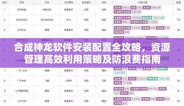 合成神龍軟件安裝配置全攻略，資源管理高效利用策略及防浪費指南