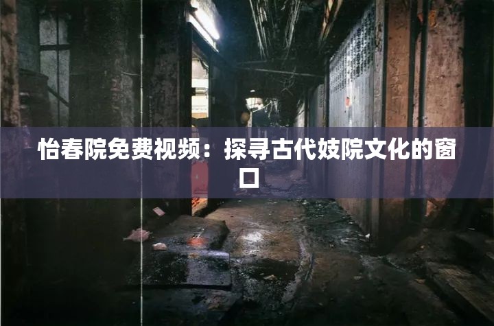 怡春院免費(fèi)視頻：探尋古代妓院文化的窗口