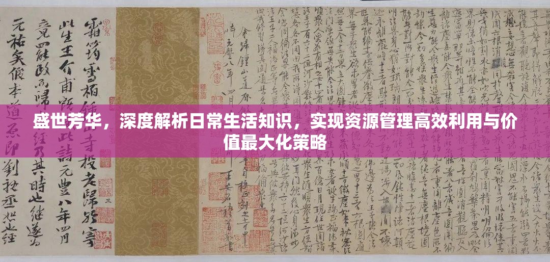 盛世芳華，深度解析日常生活知識，實(shí)現(xiàn)資源管理高效利用與價值最大化策略
