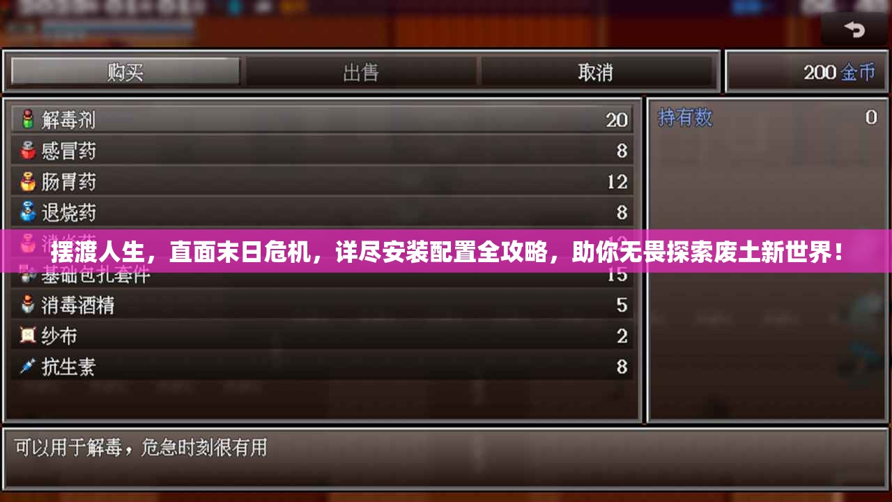 擺渡人生，直面末日危機(jī)，詳盡安裝配置全攻略，助你無(wú)畏探索廢土新世界！