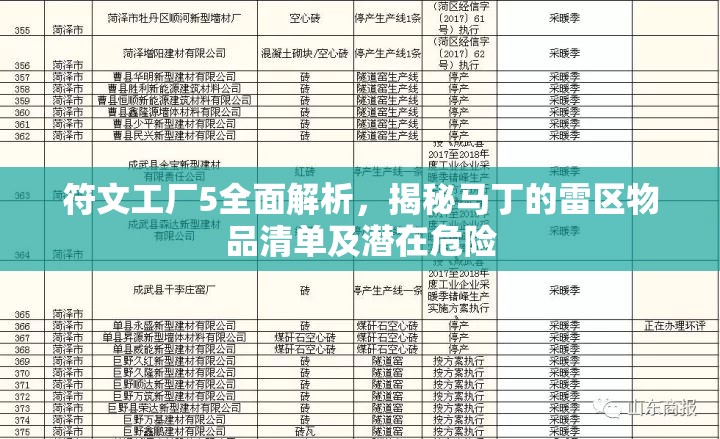 符文工廠5全面解析，揭秘馬丁的雷區(qū)物品清單及潛在危險(xiǎn)