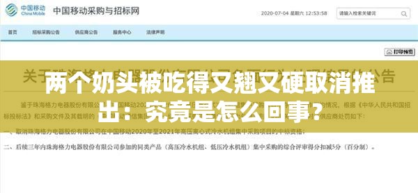 兩個奶頭被吃得又翹又硬取消推出：究竟是怎么回事？