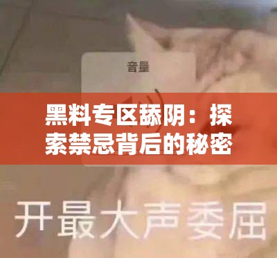 黑料專區(qū)舔陰：探索禁忌背后的秘密