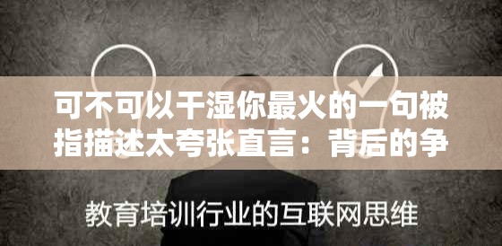 可不可以干濕你最火的一句被指描述太夸張直言：背后的爭議與思考