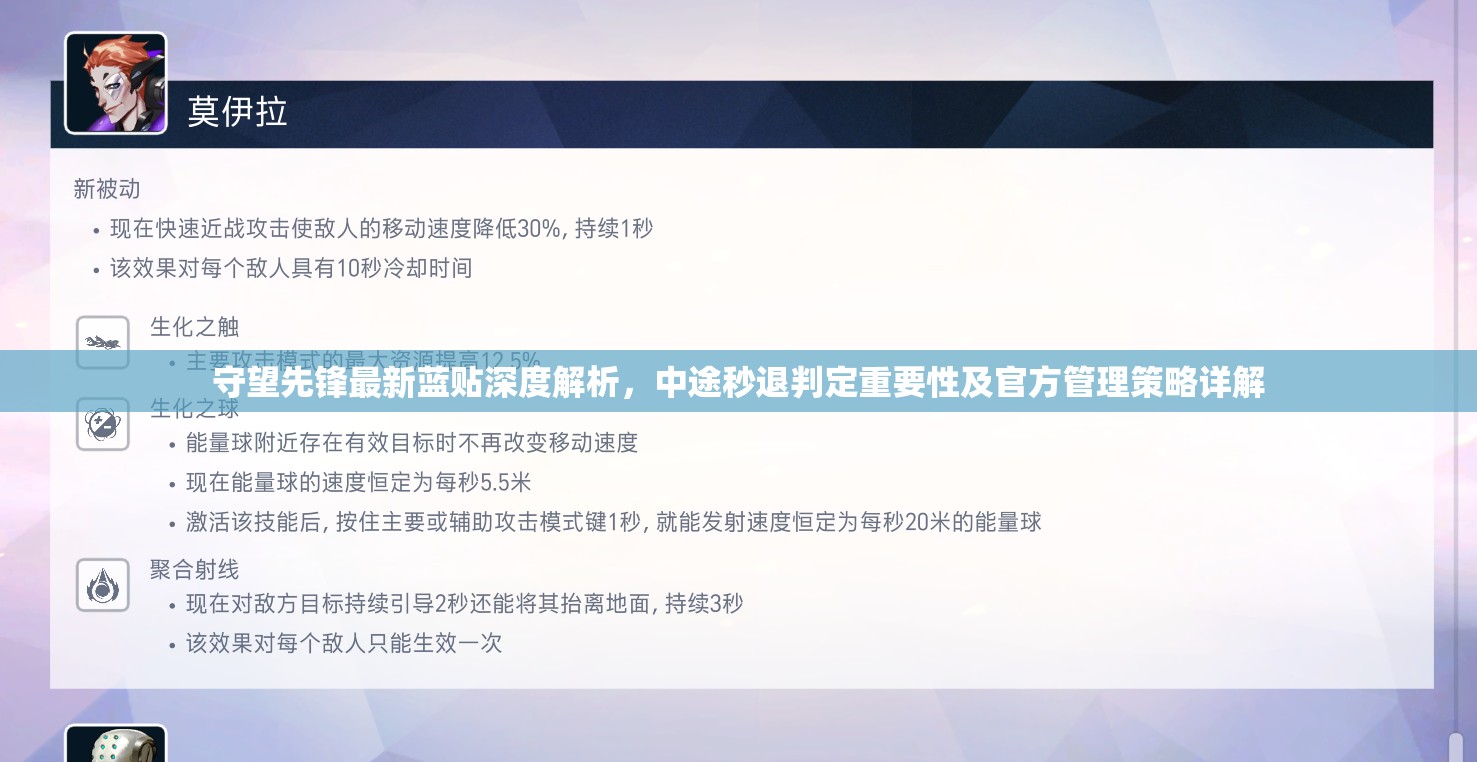 守望先鋒最新藍貼深度解析，中途秒退判定重要性及官方管理策略詳解