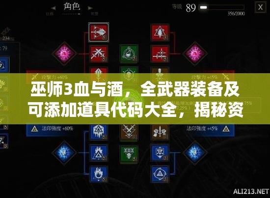 巫師3血與酒，全武器裝備及可添加道具代碼大全，揭秘資源管理藝術(shù)