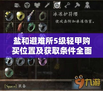 鹽和避難所5級輕甲購買位置及獲取條件全面詳細(xì)解析