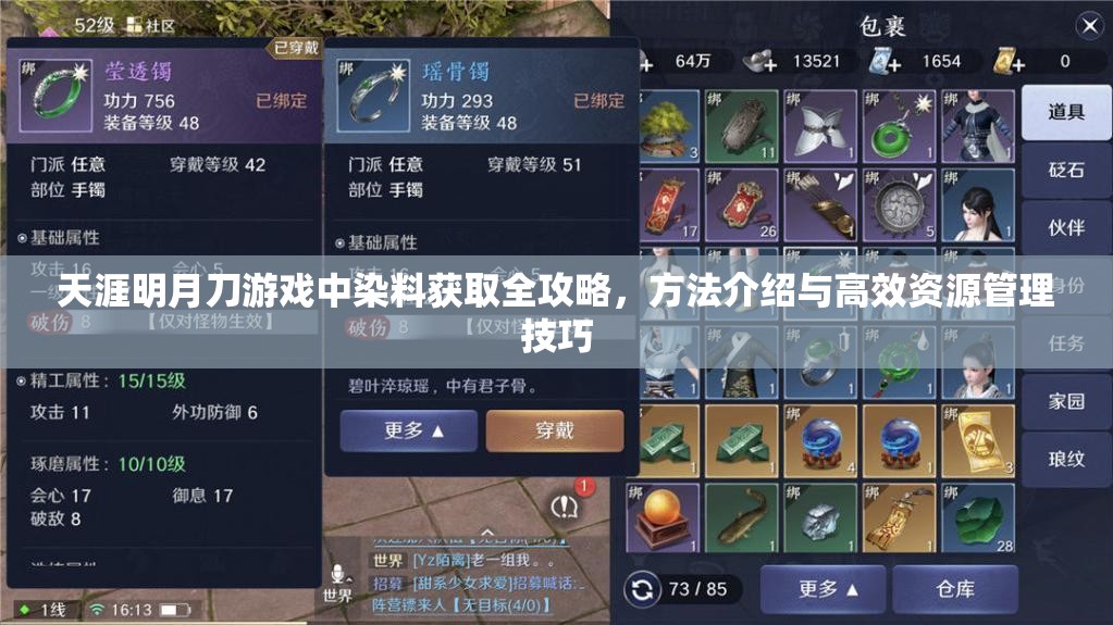 天涯明月刀游戲中染料獲取全攻略，方法介紹與高效資源管理技巧