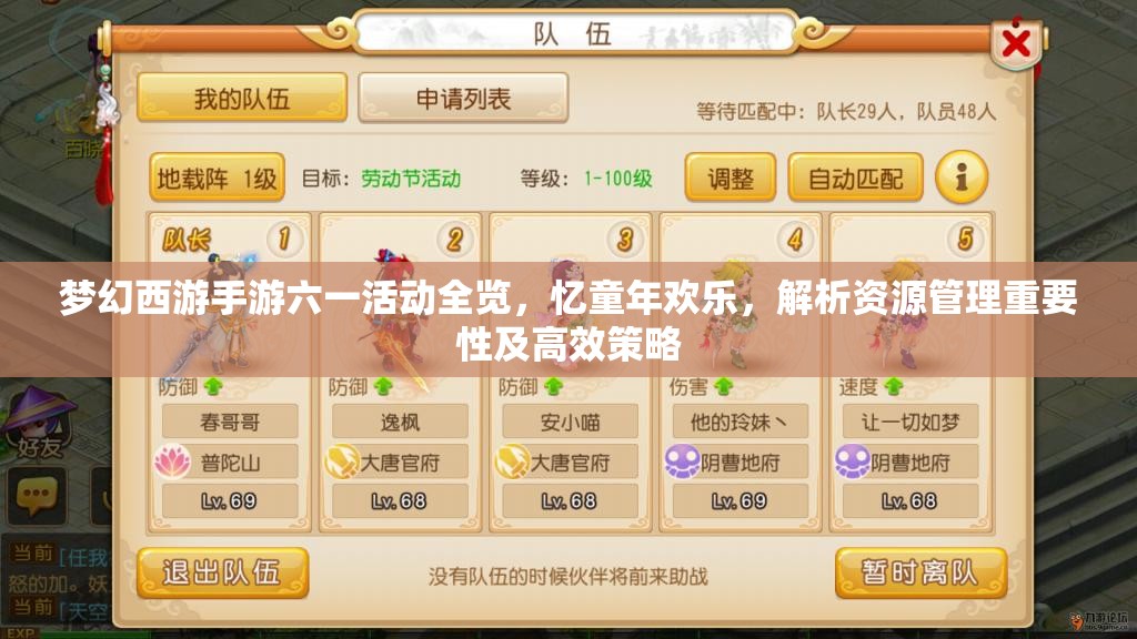 夢幻西游手游六一活動全覽，憶童年歡樂，解析資源管理重要性及高效策略