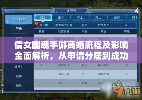 倩女幽魂手游離婚流程及影響全面解析，從申請分居到成功離婚步驟詳解