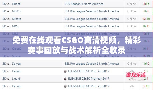 免費(fèi)在線觀看CSGO高清視頻，精彩賽事回放與戰(zhàn)術(shù)解析全收錄