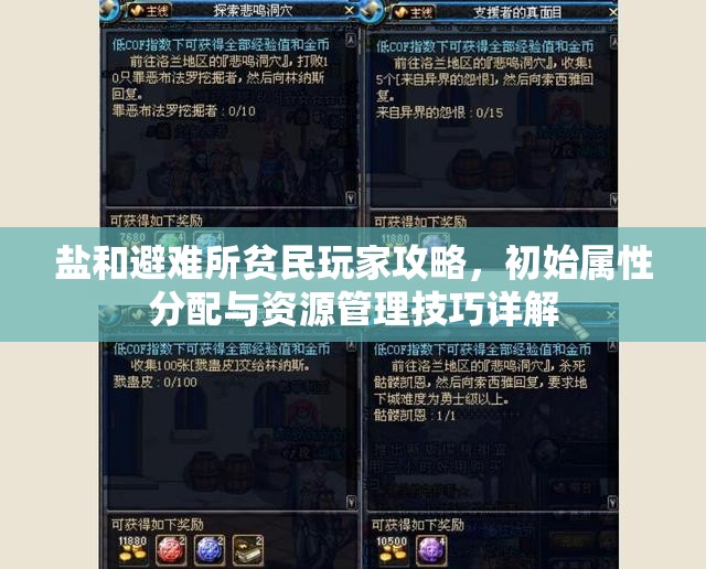鹽和避難所貧民玩家攻略，初始屬性分配與資源管理技巧詳解