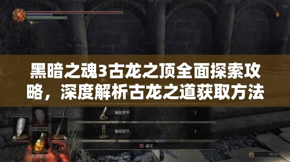 黑暗之魂3古龍之頂全面探索攻略，深度解析古龍之道獲取方法與技巧