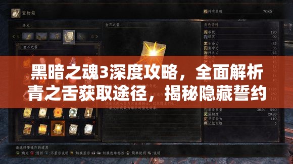 黑暗之魂3深度攻略，全面解析青之舌獲取途徑，揭秘隱藏誓約解鎖秘密