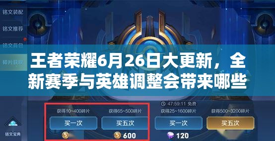 王者榮耀6月26日大更新，全新賽季與英雄調(diào)整會(huì)帶來哪些驚喜變化？