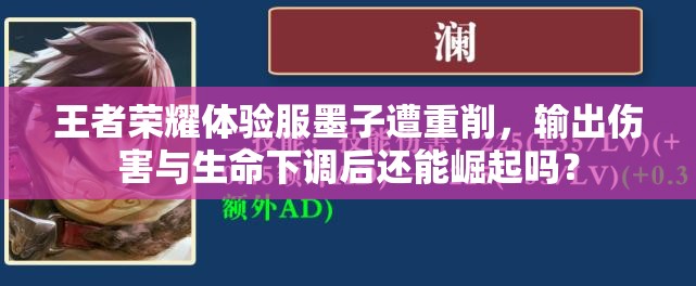 王者榮耀體驗服墨子遭重削，輸出傷害與生命下調(diào)后還能崛起嗎？