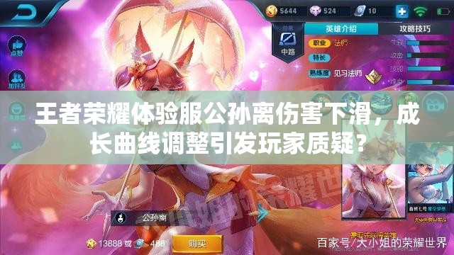 王者榮耀體驗(yàn)服公孫離傷害下滑，成長(zhǎng)曲線調(diào)整引發(fā)玩家質(zhì)疑？