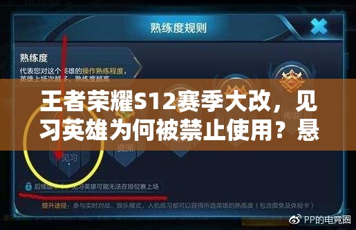 王者榮耀S12賽季大改，見(jiàn)習(xí)英雄為何被禁止使用？懸念揭曉！