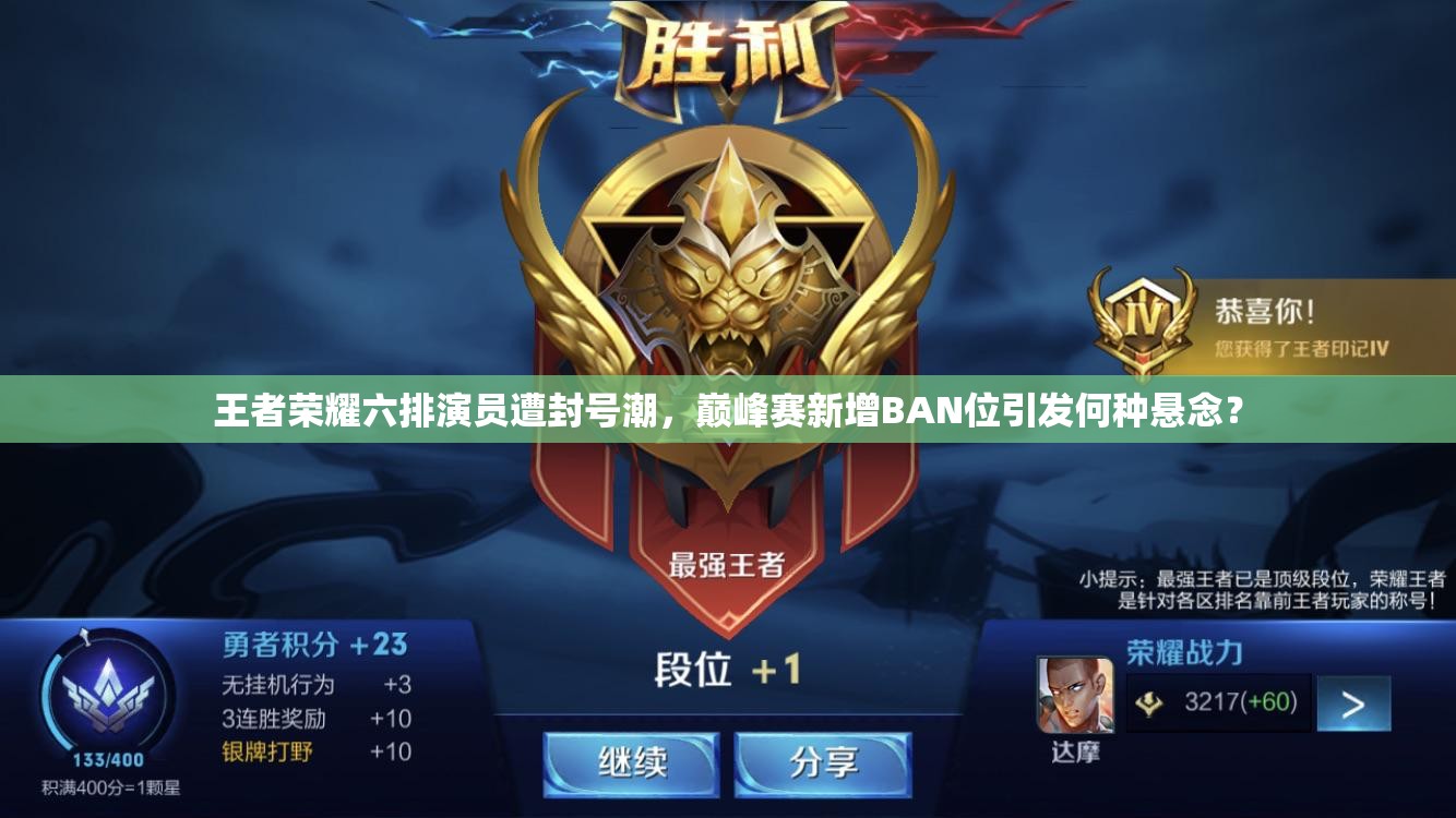 王者榮耀六排演員遭封號(hào)潮，巔峰賽新增BAN位引發(fā)何種懸念？