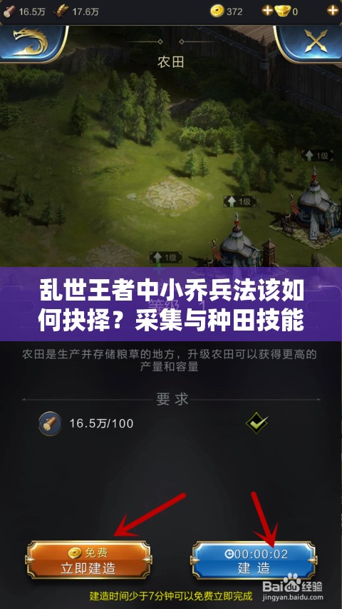 亂世王者中小喬兵法該如何抉擇？采集與種田技能深度攻略揭秘！