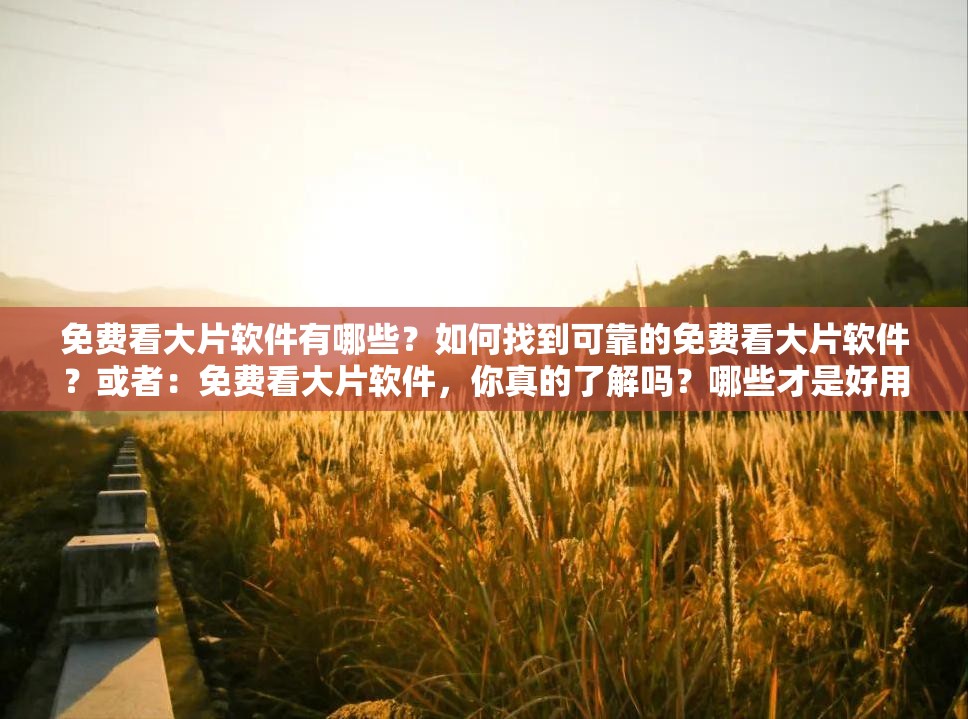 免費看大片軟件有哪些？如何找到可靠的免費看大片軟件？或者：免費看大片軟件，你真的了解嗎？哪些才是好用的免費看大片軟件？需要注意的是，使用未經(jīng)授權的軟件觀看大片可能涉及侵權等法律問題，建議通過正規(guī)渠道觀看影視作品
