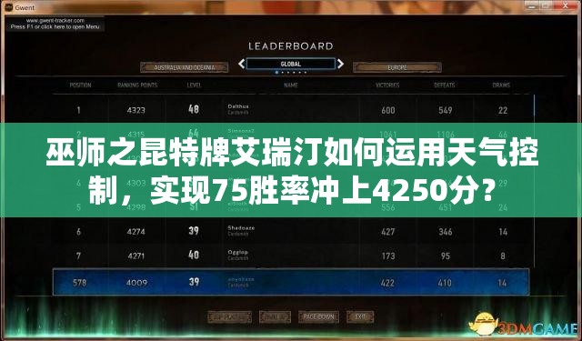 巫師之昆特牌艾瑞汀如何運(yùn)用天氣控制，實(shí)現(xiàn)75勝率沖上4250分？