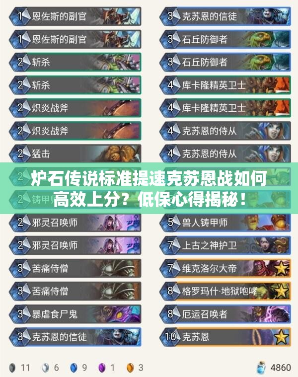 爐石傳說標(biāo)準(zhǔn)提速克蘇恩戰(zhàn)如何高效上分？低保心得揭秘！