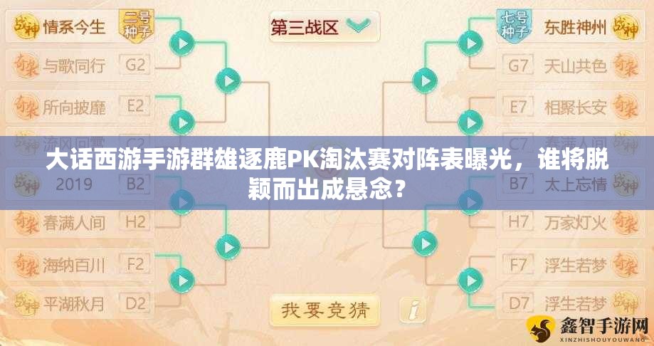 大話西游手游群雄逐鹿PK淘汰賽對陣表曝光，誰將脫穎而出成懸念？