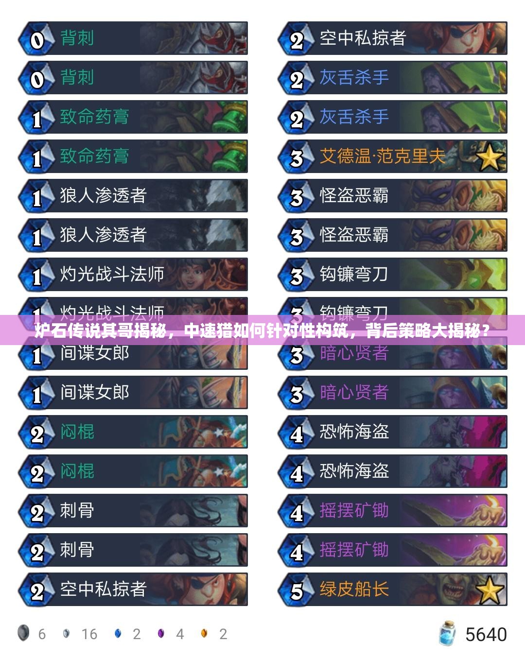 爐石傳說其哥揭秘，中速獵如何針對(duì)性構(gòu)筑，背后策略大揭秘？